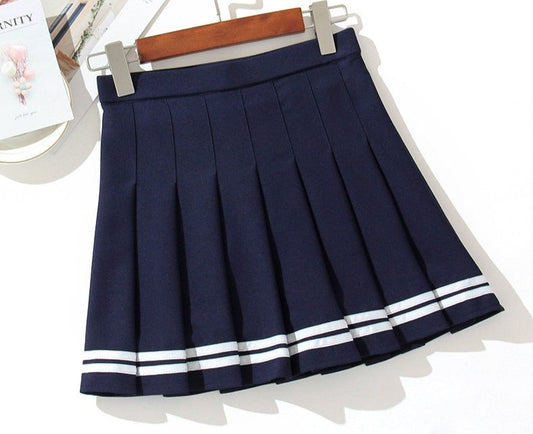 Double Striped Pleated Skirt