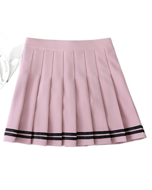 Double Striped Pleated Skirt